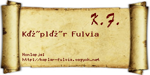 Káplár Fulvia névjegykártya